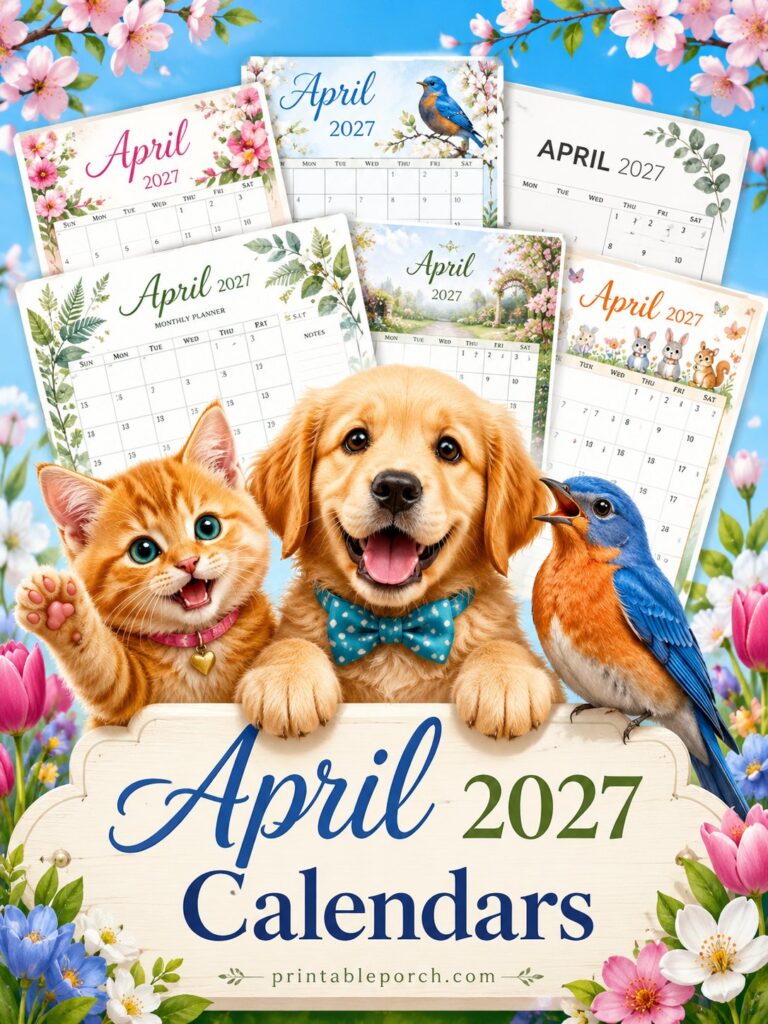 Free Printable April 2027 Calendars
