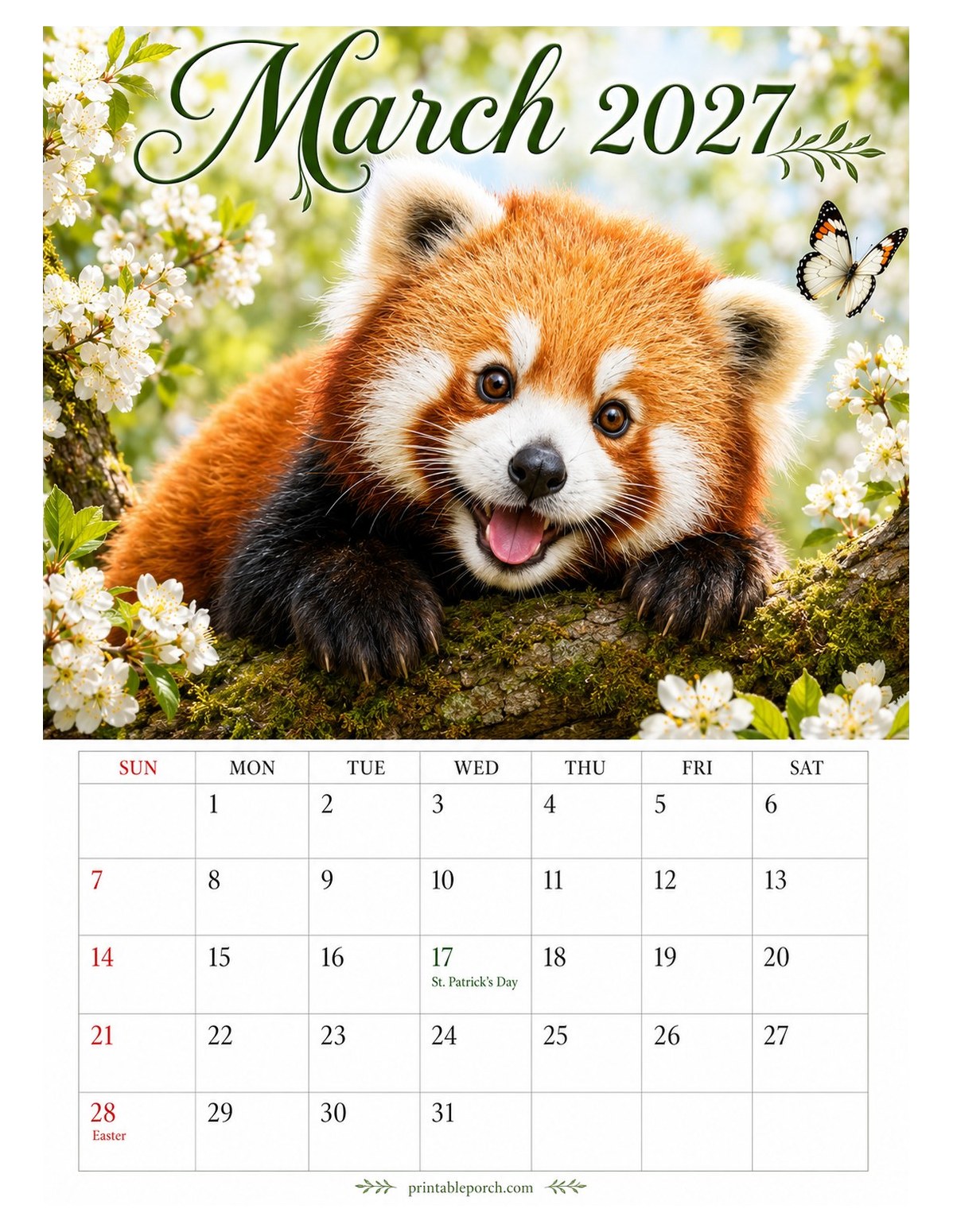 Baby Animals March 2027 Calendar