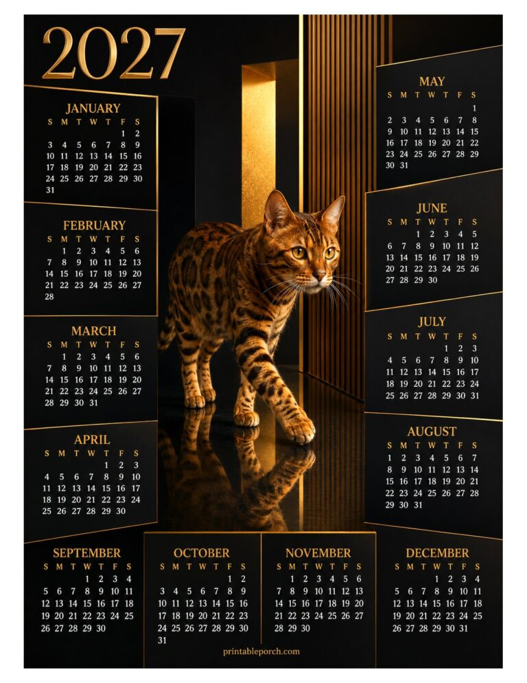 Cat 2027 Yearly Calendar - Gilded Gallery