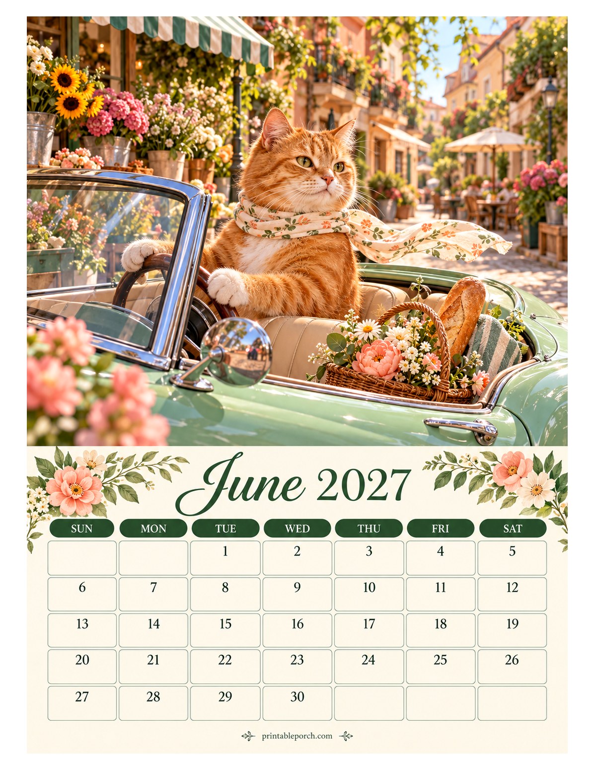 Cats About Town June 2027 Calendar