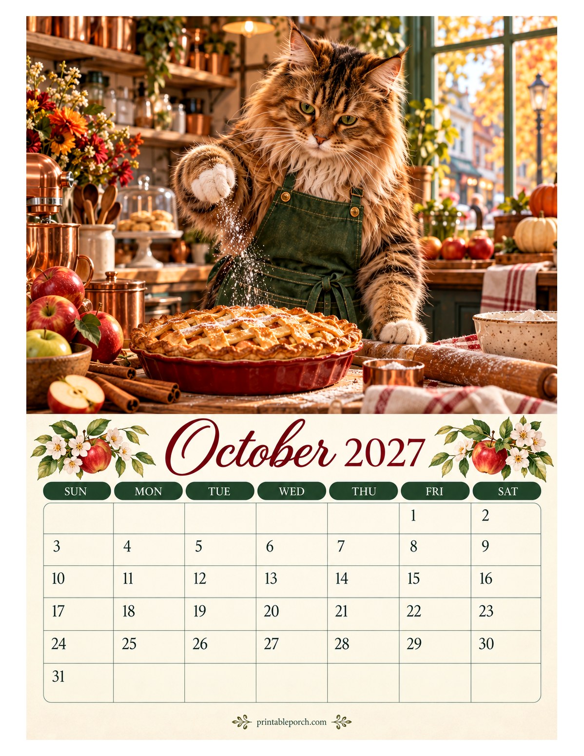 Cats About Town October 2027 Calendar