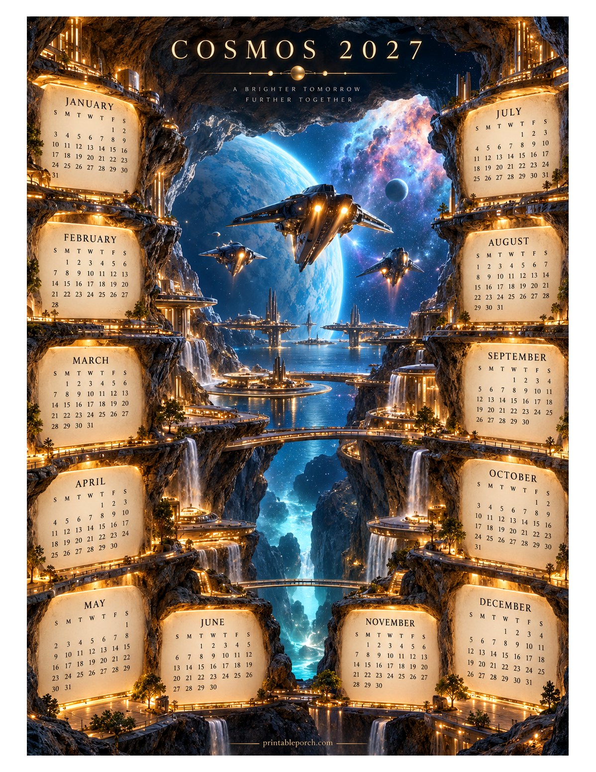 Space 2027 Yearly Calendar - Canyon Harbor