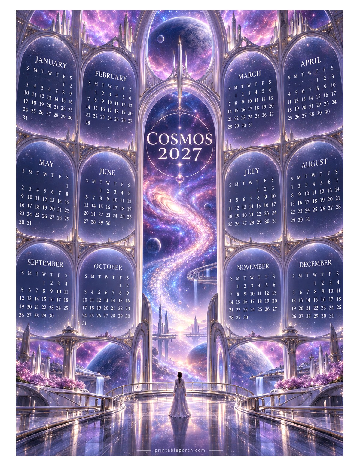 Space 2027 Yearly Calendar - Cathedral of Stars