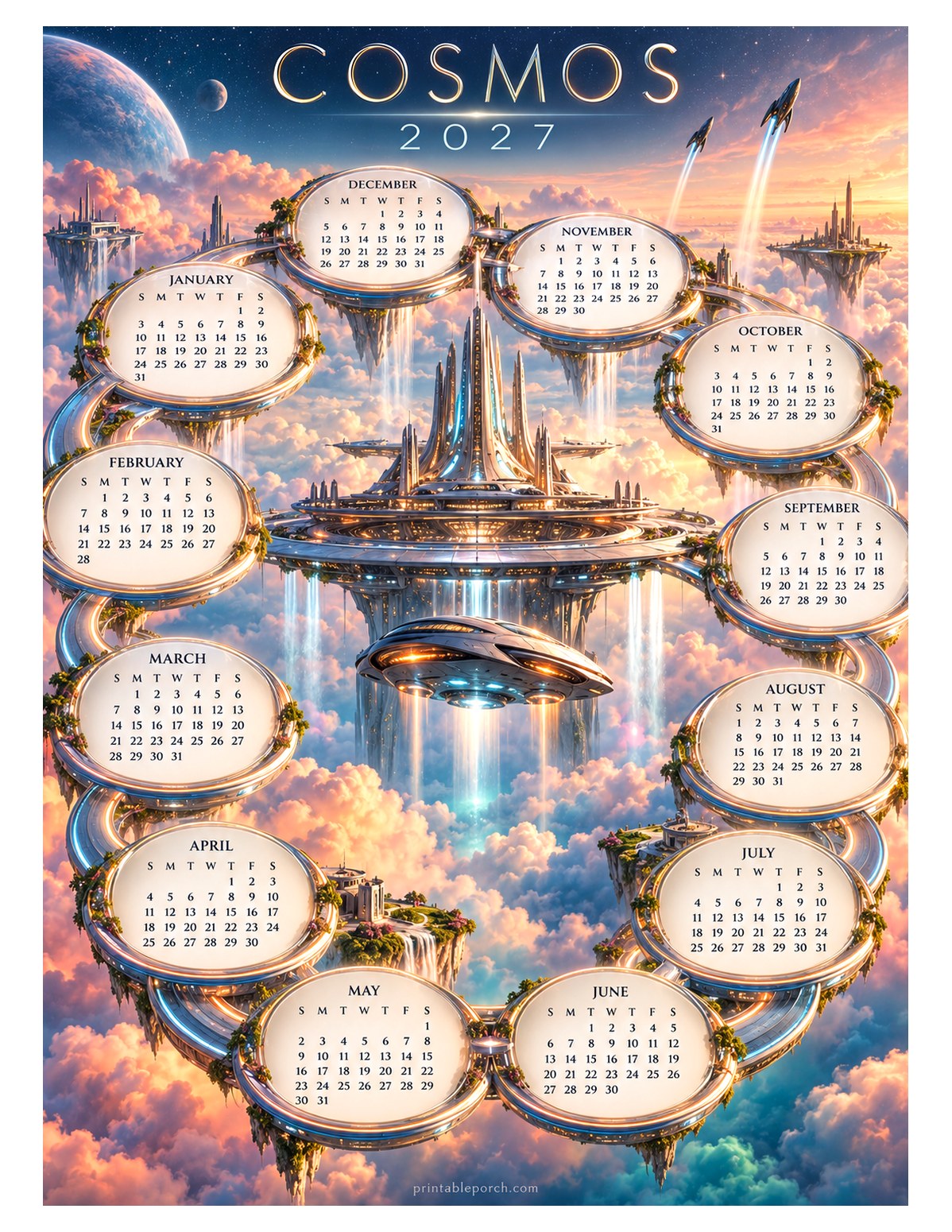 Space 2027 Yearly Calendar - Cloud Harbor