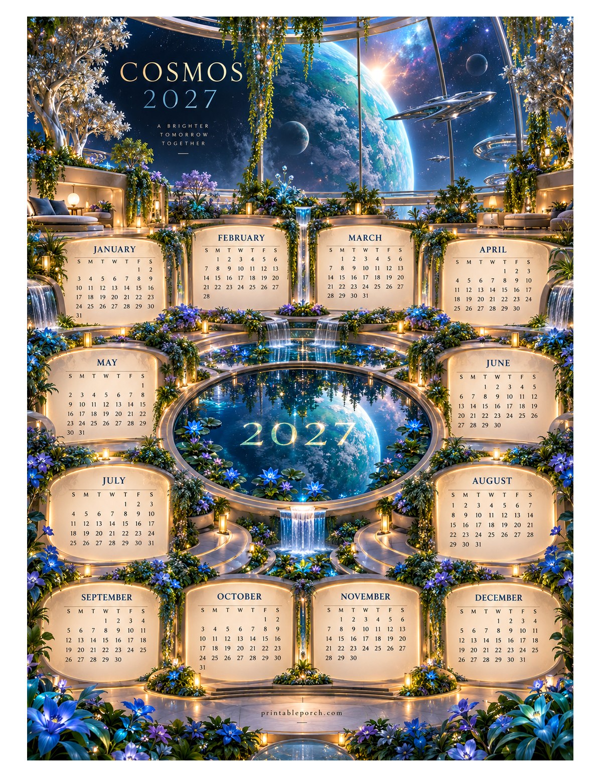 Space 2027 Yearly Calendar - Garden Dome