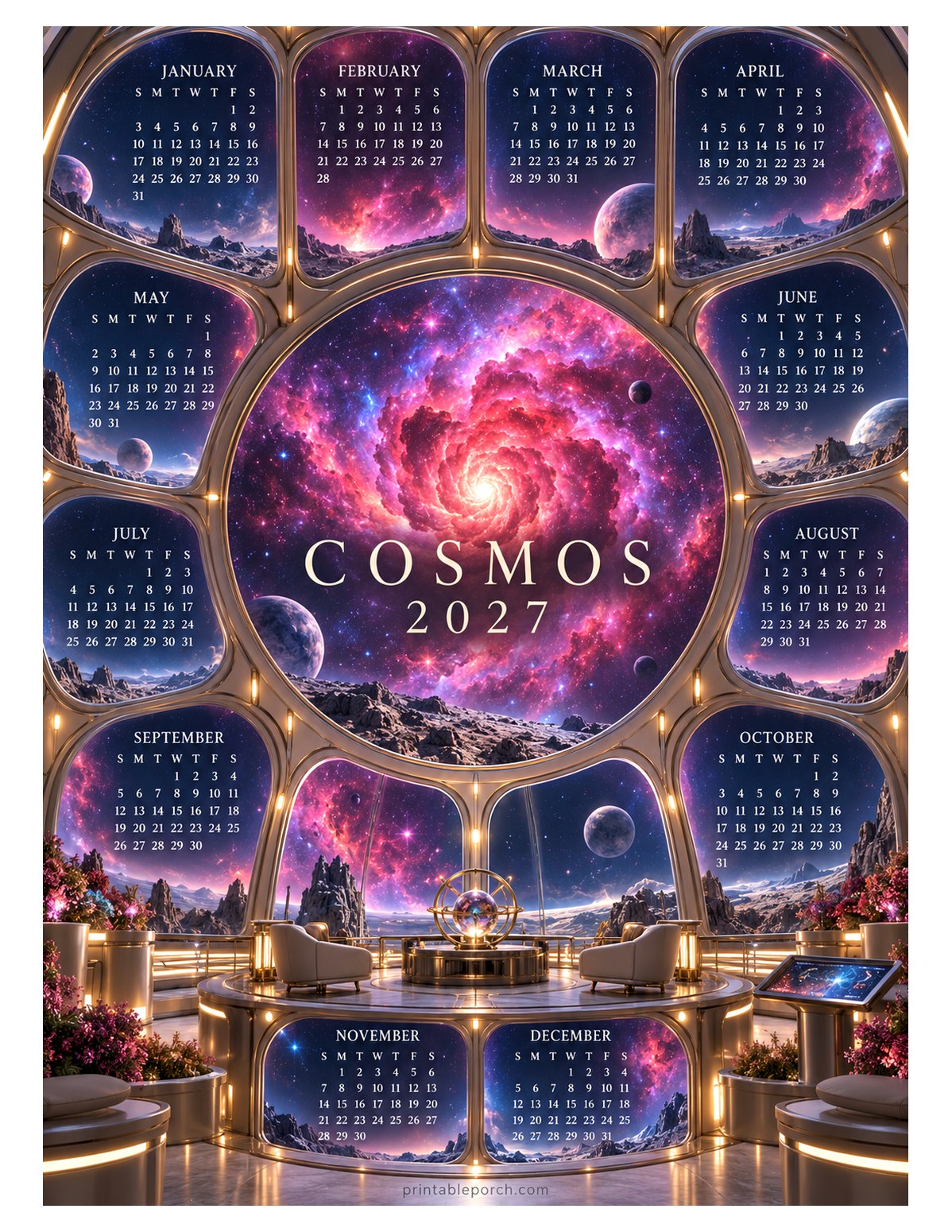 Space 2027 Yearly Calendar - Observatory Lounge