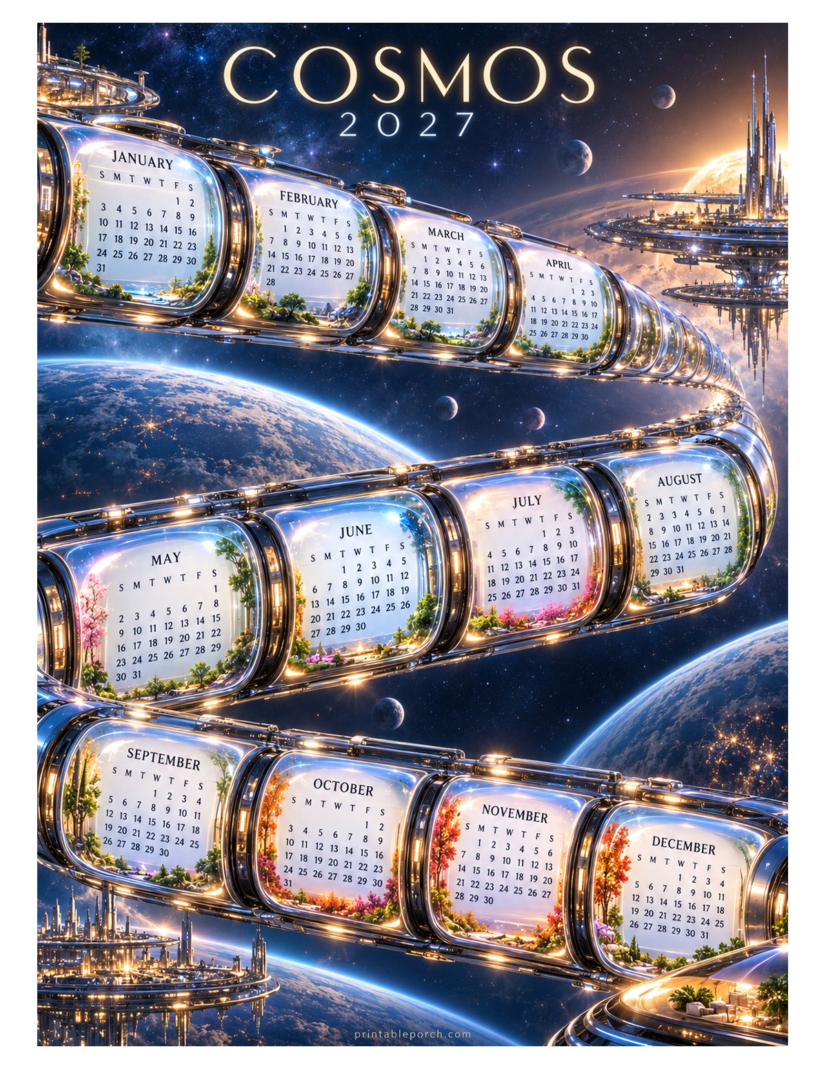 Space 2027 Yearly Calendar - Orbital Train