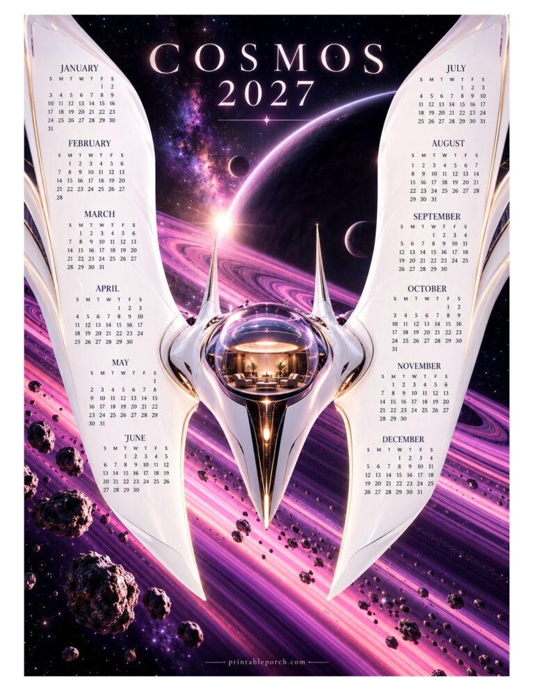 Space 2027 Yearly Calendar - Pearl Starship