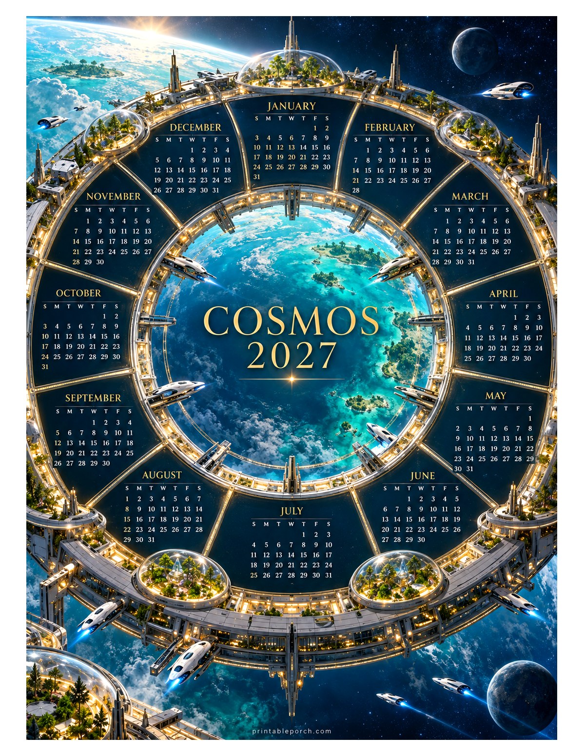 Space 2027 Yearly Calendar - Ring Station