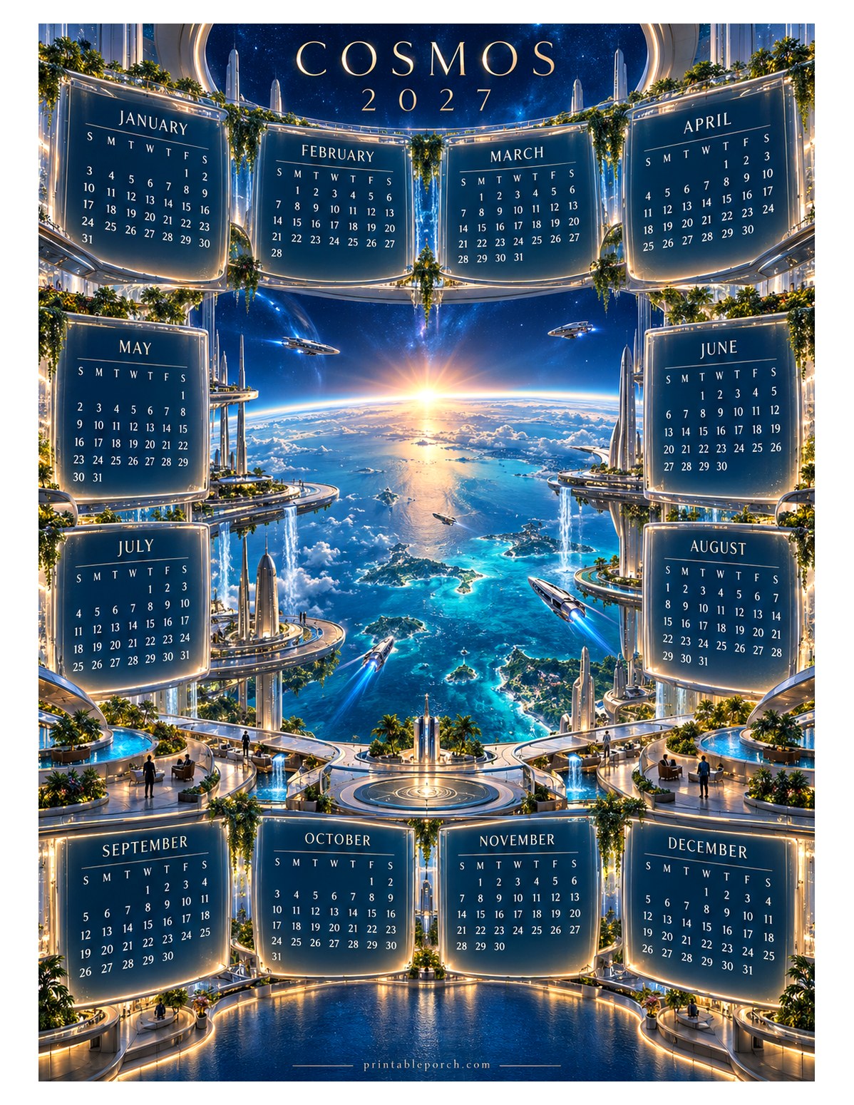Space 2027 Yearly Calendar - Sky Terraces