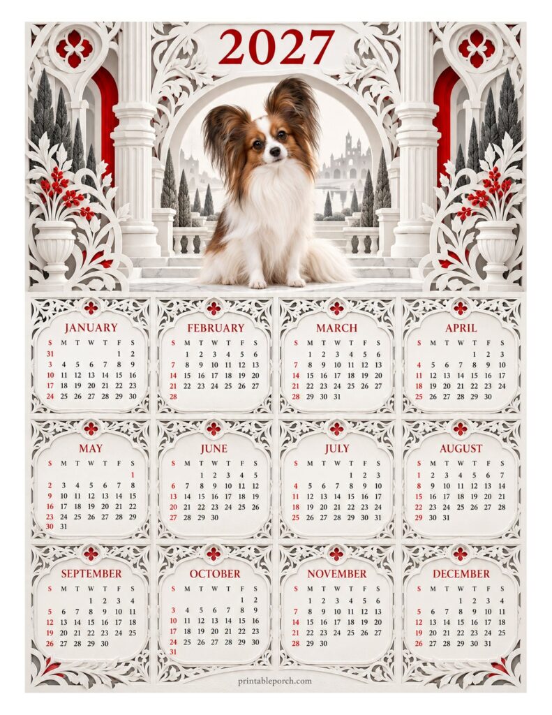Free Printable Dog Calendar 2027 - Printable Porch
