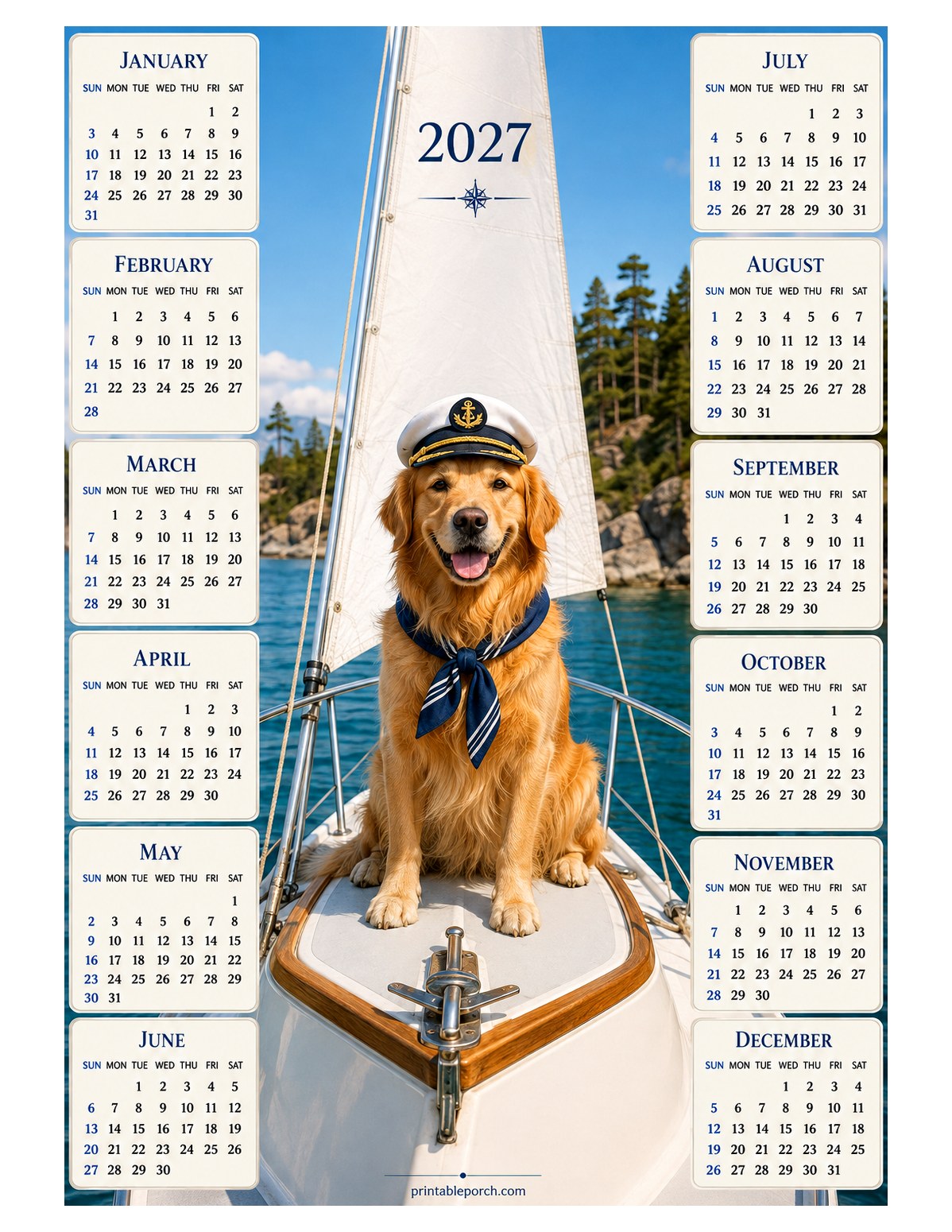Golden Retriever 2027 Yearly Calendar - First Mate