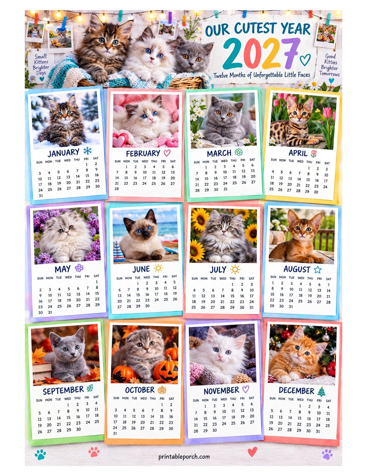 Kitten 2027 Yearly Calendar - Our Cutest Year