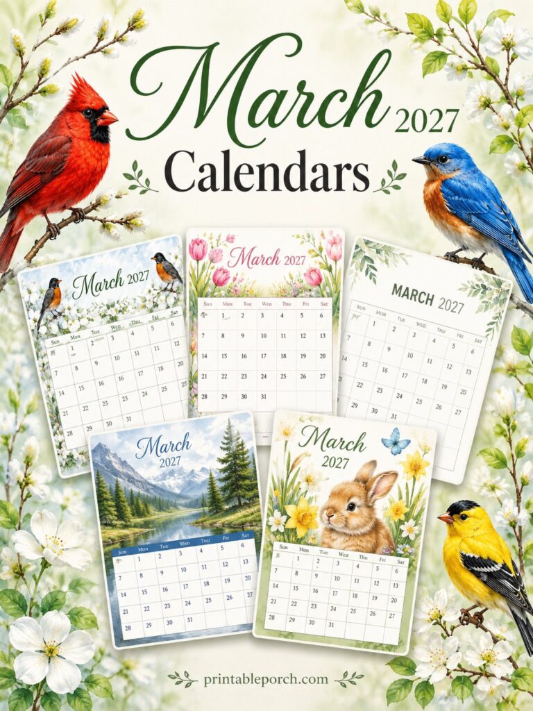 Free Printable March 2027 Calendars
