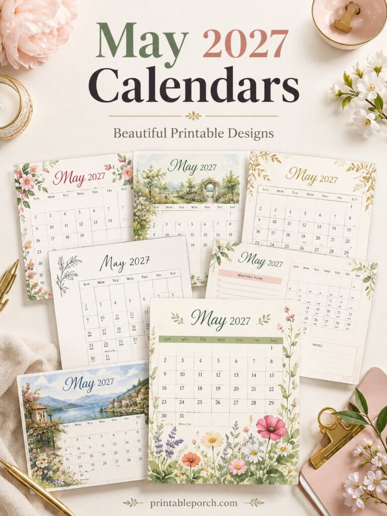 Free Printable May 2027 Calendars