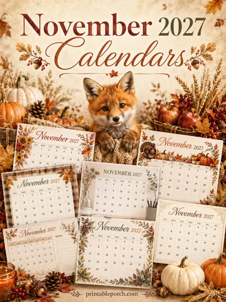 Free Printable November 2027 Calendars