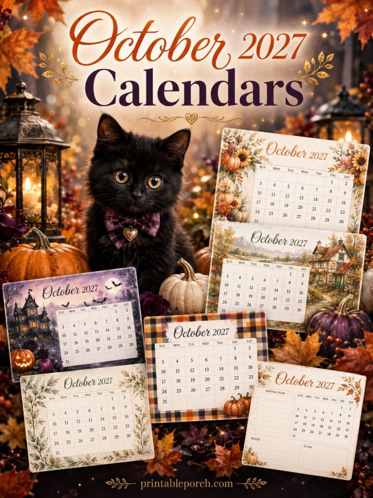 Free Printable October 2027 Calendars