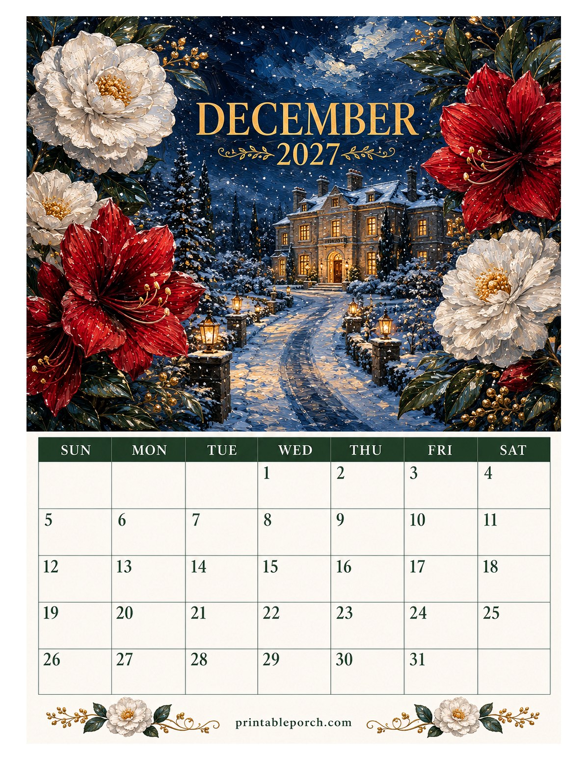 Oil Painting Landscapes December 2027 Calendar