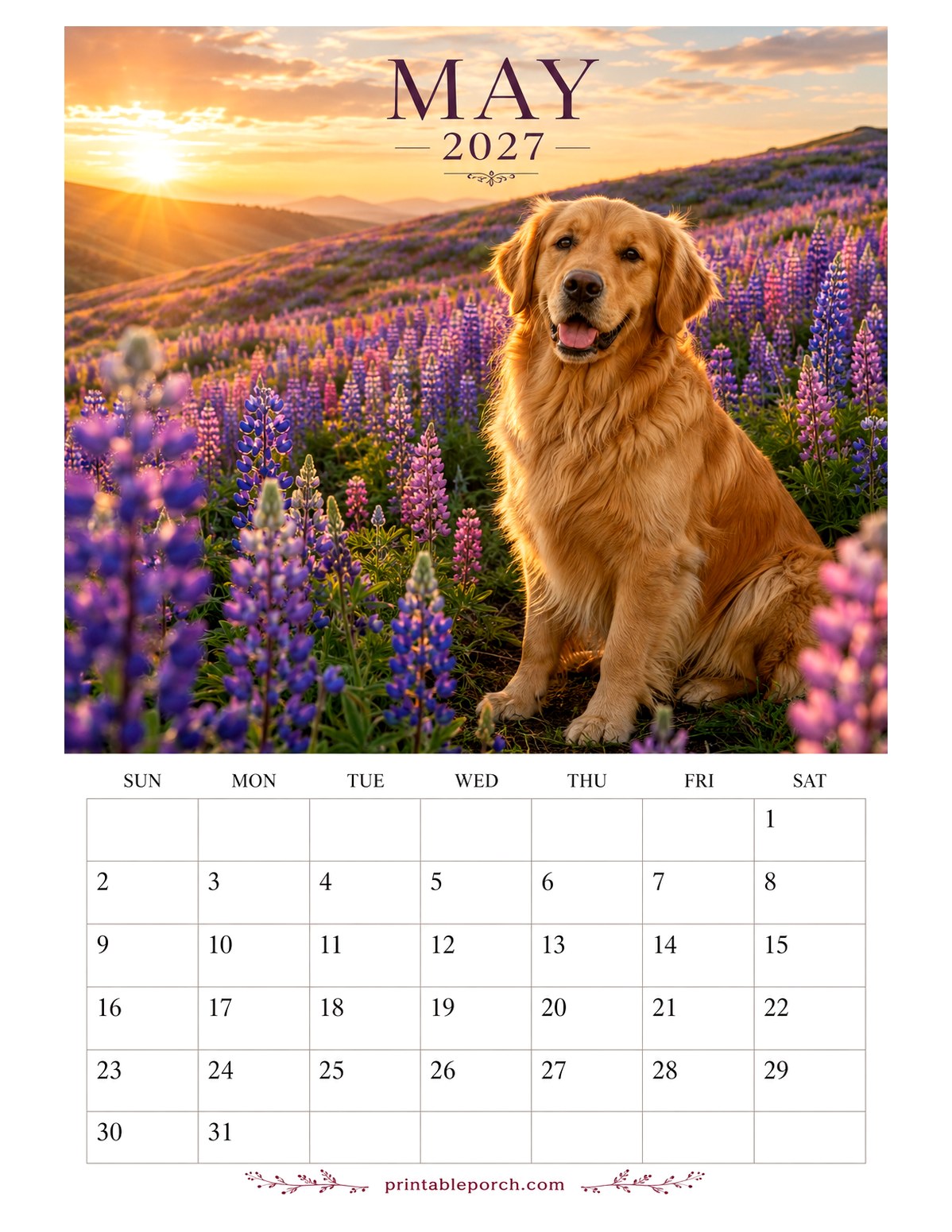 Photo Dogs May 2027 Calendar