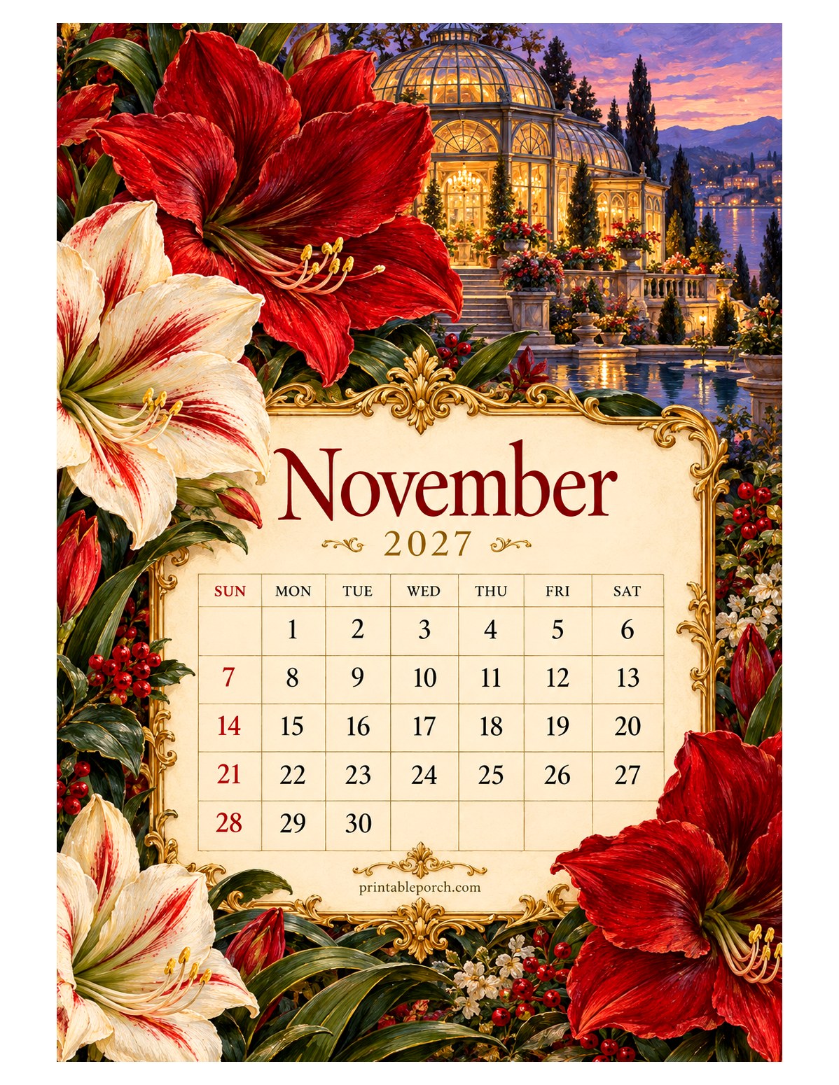 Riviera Blooms November 2027 Calendar
