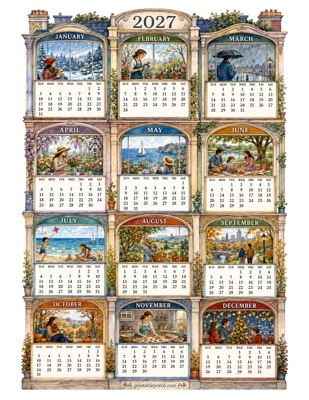 Seasons in the Window 2027 Yearly Calendar