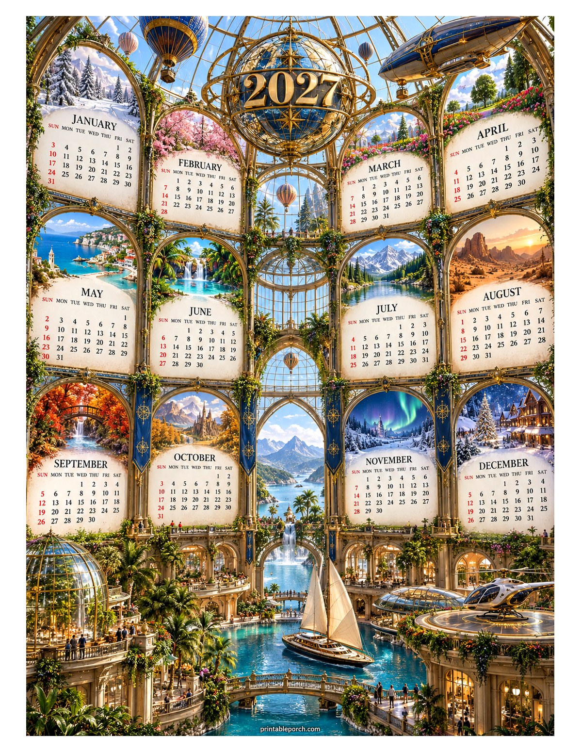 Travel 2027 Yearly Calendar - The Grand Conservatory