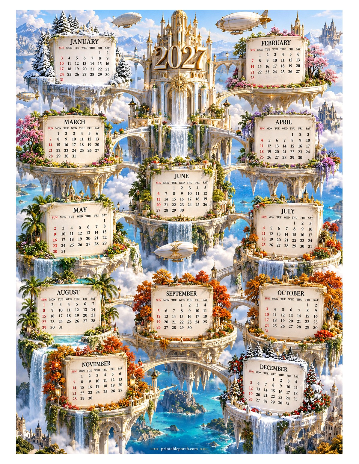 Travel 2027 Yearly Calendar - Sky City