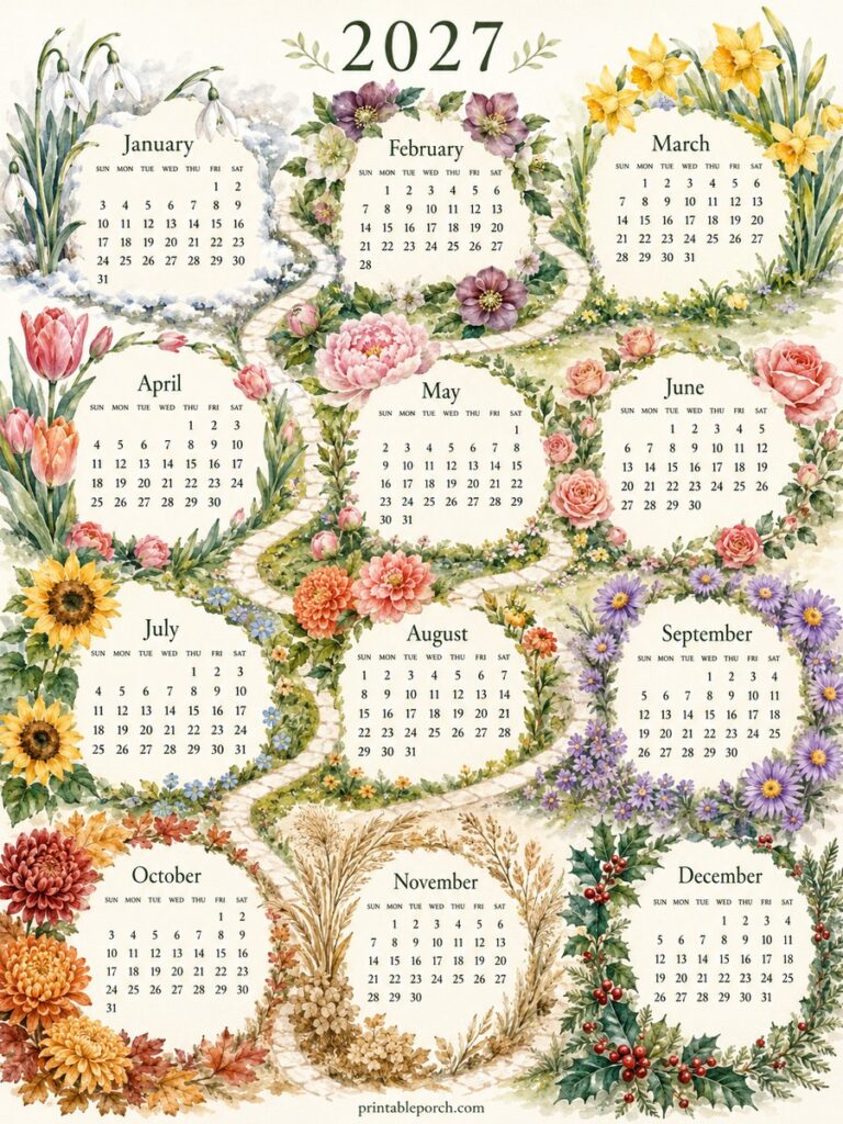 Free Printable 2027 Yearly Calendar